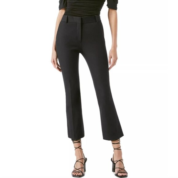 Frame solid noir black le crop mini flare bootcut wool blend trousers pants - Picture 12 of 12